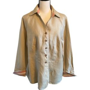 Jillian Jones Linen Chambray V-Neck Dress Top Size 16W